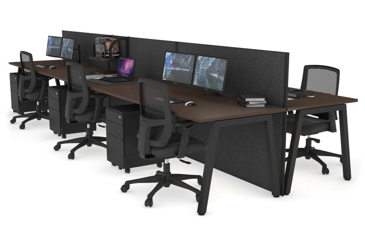 Horizon Quadro 6 Person Bench A Leg Office Workstations [1400L x 800W with Cable Scallop] Jasonl black leg wenge moody charcoal (1200H x 4200W)