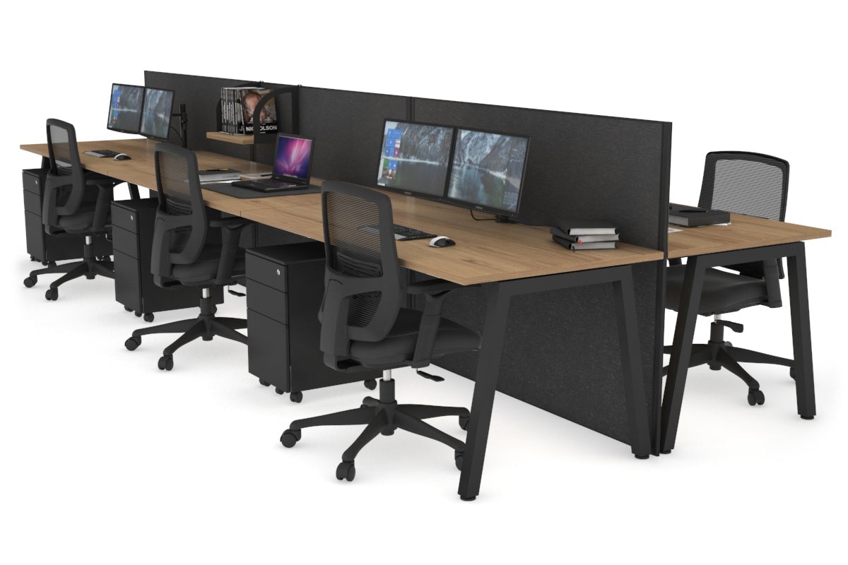 Horizon Quadro 6 Person Bench A Leg Office Workstations [1400L x 800W with Cable Scallop] Jasonl black leg salvage oak moody charcoal (1200H x 4200W)