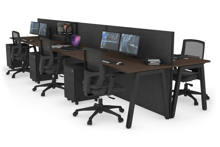 Horizon Quadro 6 Person Bench A Leg Office Workstations [1800L x 700W] Jasonl black leg wenge moody charcoal (1200H x 5400W)