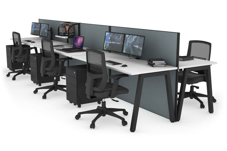 Horizon Quadro 6 Person Bench A Leg Office Workstations [1800L x 700W] Jasonl black leg white cool grey (1200H x 5400W)