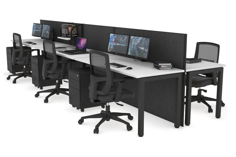 Horizon Quadro 6p Bench Square Leg Office Workstation [1200L x 700W] Jasonl black leg white moody charcoal (1200H x 3600W)