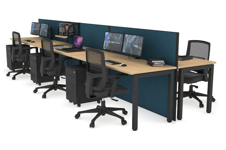 Horizon Quadro 6p Bench Square Leg Office Workstation [1200L x 700W] Jasonl black leg maple deep blue (1200H x 3600W)