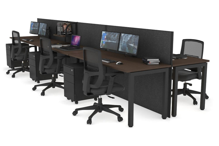 Horizon Quadro 6p Bench Square Leg Office Workstation [1200L x 700W] Jasonl black leg wenge moody charcoal (1200H x 3600W)