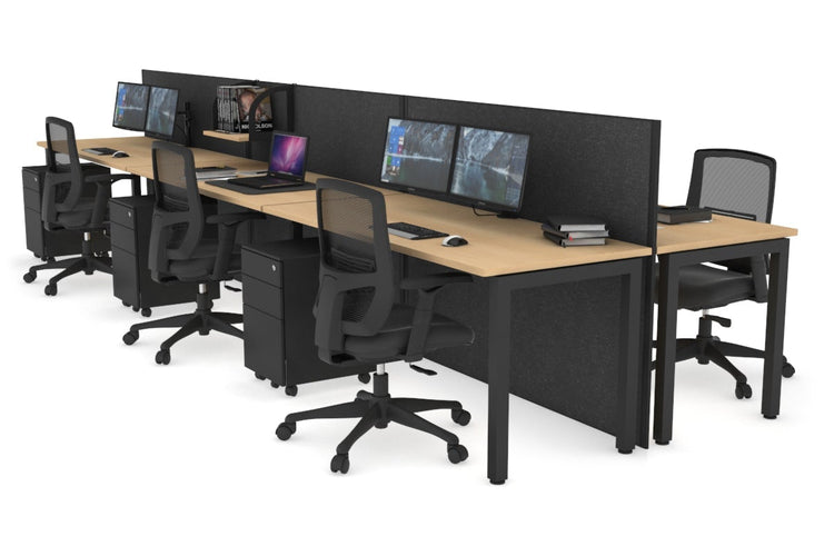 Horizon Quadro 6p Bench Square Leg Office Workstation [1200L x 700W] Jasonl black leg maple moody charcoal (1200H x 3600W)
