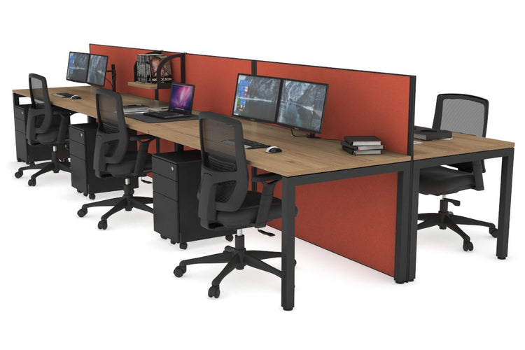Horizon Quadro 6p Bench Square Leg Office Workstation [1200L x 800W with Cable Scallop] Jasonl black leg salvage oak orange squash (1200H x 3600W)