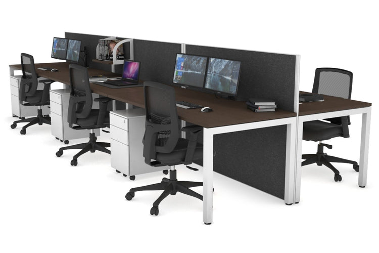 Horizon Quadro 6p Bench Square Leg Office Workstation [1200L x 800W with Cable Scallop] Jasonl white leg wenge moody charcoal (1200H x 3600W)