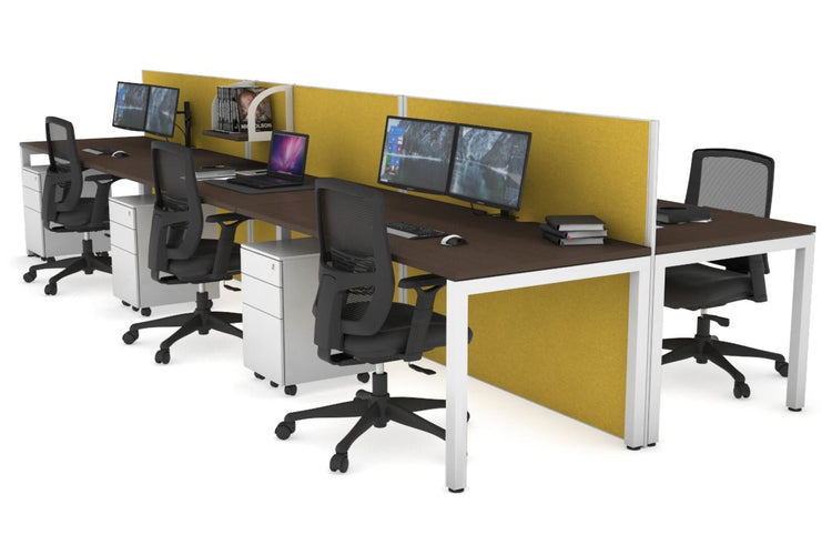 Horizon Quadro 6p Bench Square Leg Office Workstation [1200L x 800W with Cable Scallop] Jasonl white leg wenge mustard yellow (1200H x 3600W)