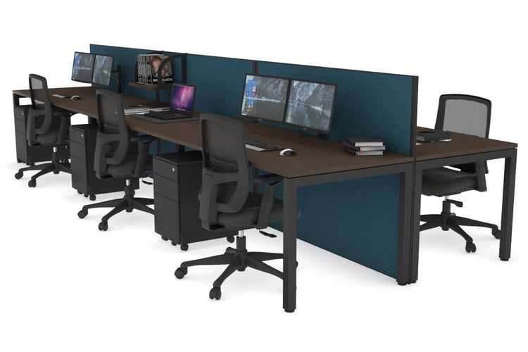Horizon Quadro 6p Bench Square Leg Office Workstation [1200L x 800W with Cable Scallop] Jasonl black leg wenge deep blue (1200H x 3600W)