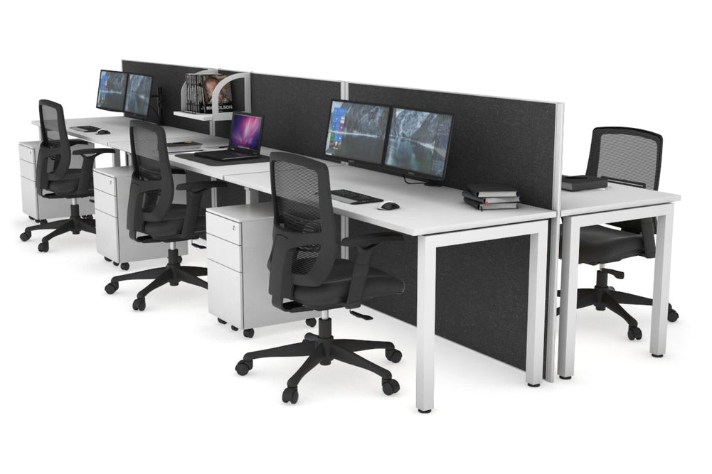 Horizon Quadro 6p Bench Square Legs Office Workstation [1800L x 700W]-white leg white moody charcoal (1200H x 5400W)