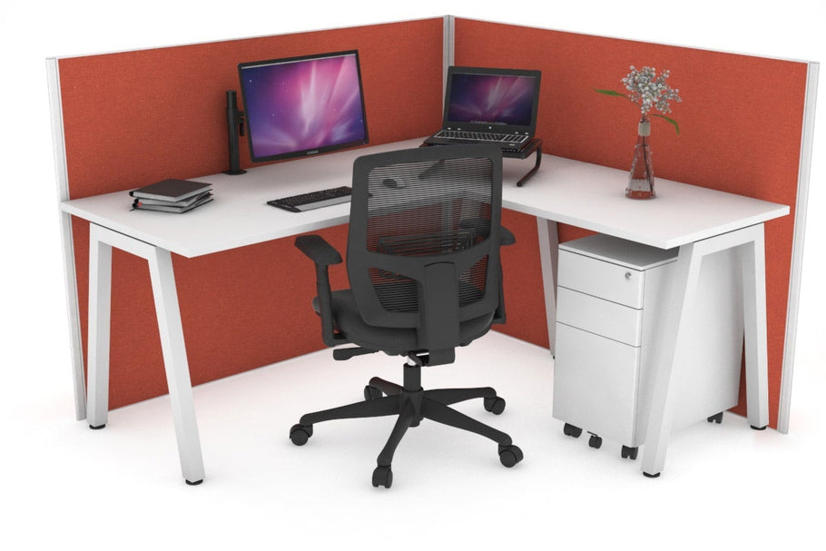 Environmental image of Horizon Quadro A Legs L-Shaped Corner Office Desk [1400L x 1450W]
