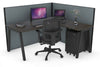 Horizon Quadro A Legs L-Shaped Corner Office Desk [1400L x 1800W with Cable Scallop] - Thumbnail 47 