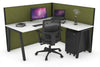 Horizon Quadro A Legs L-Shaped Corner Office Desk [1400L x 1800W with Cable Scallop] - Thumbnail 27 