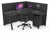 Horizon Quadro A Legs L-Shaped Corner Office Desk [1400L x 1800W with Cable Scallop] - Thumbnail 48 
