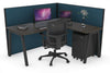 Horizon Quadro A Legs L-Shaped Corner Office Desk [1400L x 1800W with Cable Scallop] - Thumbnail 46 