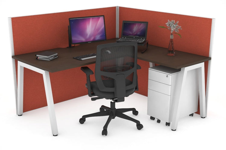 Horizon Quadro A Leg L-Shaped Corner Office Desk [1600L x 1800W with Cable Scallop] Jasonl white leg wenge orange squash (1200H x 1600W x 1800W)