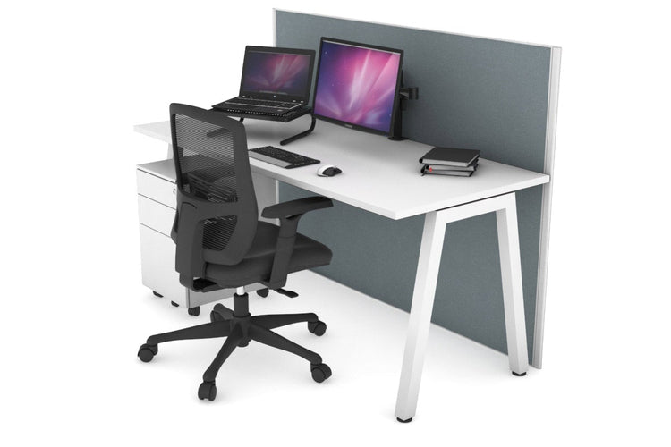 Horizon Quadro A Leg Office Desk [1400L x 700W] Jasonl white leg white cool grey (1200H x 1400W)