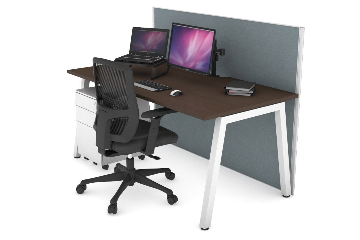 Horizon Quadro A Leg Office Desk [1600L x 800W with Cable Scallop] Jasonl white leg wenge cool grey (1200H x 1600W)
