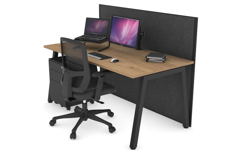 Horizon Quadro A Leg Office Desk [1600L x 800W with Cable Scallop] Jasonl black leg salvage oak moody charcoal (1200H x 1600W)