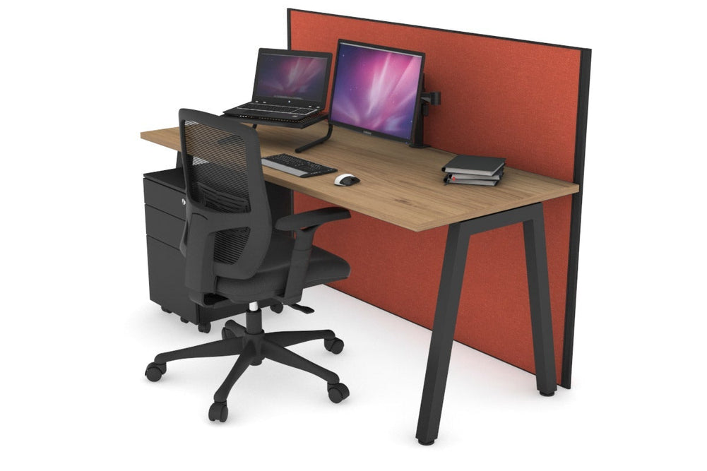 Horizon Quadro A Legs Office Desk [1800L x 700W]-black leg salvage oak orange squash (1200H x 1800W)
