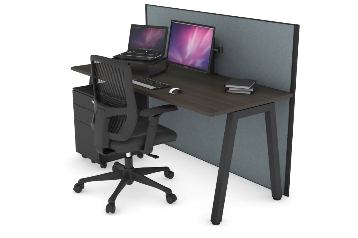 Horizon Quadro A Leg Office Desk [1800L x 700W] Jasonl black leg dark oak cool grey (1200H x 1800W)