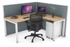 Horizon Quadro Square Legs L-Shaped Corner Office Desk [1400L x 1550W with Cable Scallop] - Thumbnail 11 