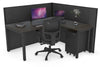 Horizon Quadro Square Legs L-Shaped Corner Office Desk [1400L x 1550W with Cable Scallop] - Thumbnail 48 