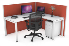  - Horizon Quadro Square Leg L-Shaped Corner Office Desk [1400L x 1550W with Cable Scallop] - 1