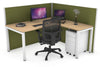 Horizon Quadro Square Legs L-Shaped Corner Office Desk [1400L x 1550W with Cable Scallop] - Thumbnail 9 
