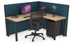 Horizon Quadro Square Legs L-Shaped Corner Office Desk [1400L x 1700W] - Thumbnail 34 