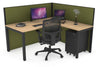 Horizon Quadro Square Legs L-Shaped Corner Office Desk [1400L x 1800W with Cable Scallop] - Thumbnail 33 
