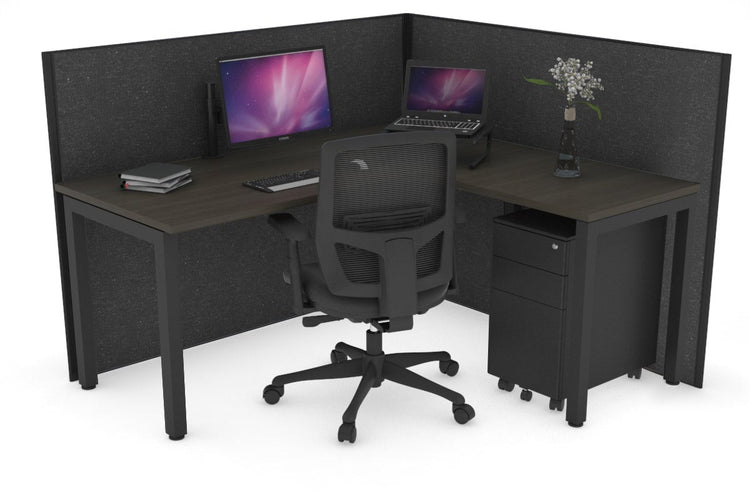 Horizon Quadro Square Leg L-Shaped Corner Office Desk [1600L x 1450W] Jasonl black leg dark oak moody charcoal (1200H x 1600W x 1600W)