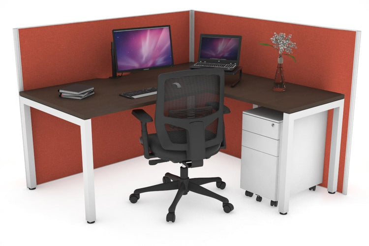 Horizon Quadro Square Leg L-Shaped Corner Office Desk [1600L x 1550W with Cable Scallop] Jasonl white leg wenge orange squash (1200H x 1600W x 1600W)