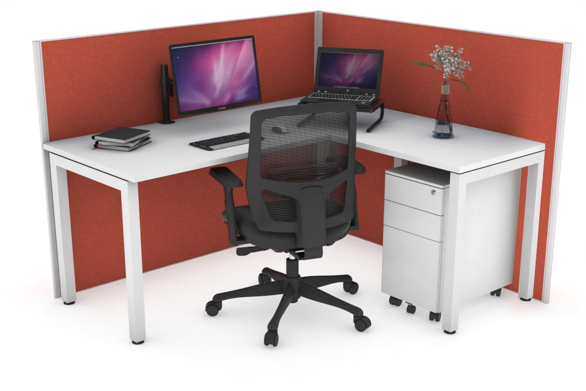 Horizon Quadro Square Leg L-Shaped Corner Office Desk [1600L x 1700W] Jasonl white leg white orange squash (1200H x 1600W x 1800W)