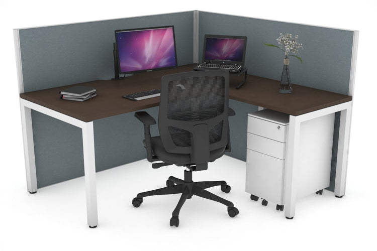 Horizon Quadro Square Leg L-Shaped Corner Office Desk [1600L x 1800W with Cable Scallop] Jasonl white leg wenge cool grey (1200H x 1600W x 1800W)
