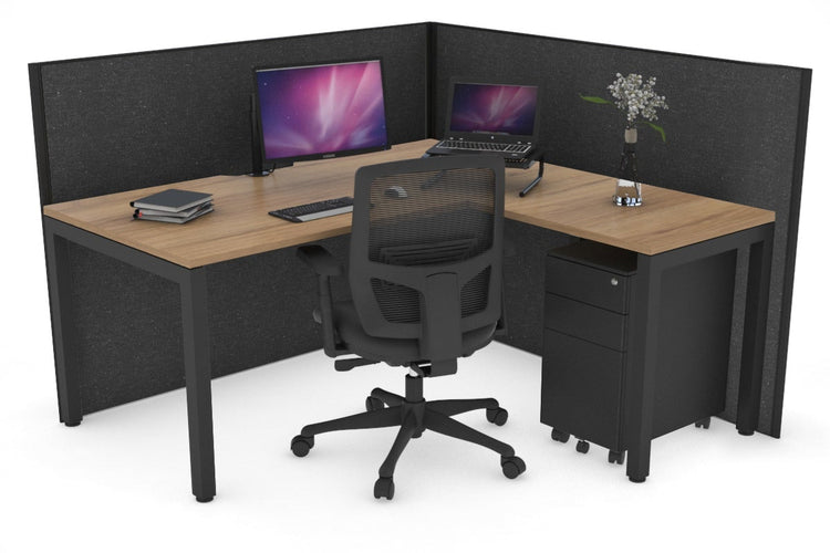 Horizon Quadro Square Leg L-Shaped Corner Office Desk [1800L x 1550W with Cable Scallop] Jasonl black leg salvage oak moody charcoal (1200H x 1800W x 1600W)