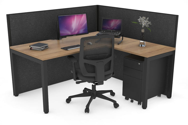 Horizon Quadro Square Leg L-Shaped Corner Office Desk [1800L x 1800W with Cable Scallop] Jasonl black leg salvage oak moody charcoal (1200H x 1800W x 1800W)