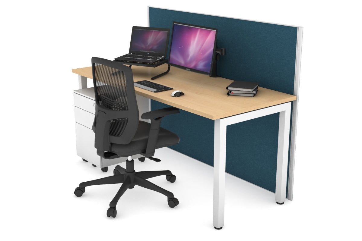 Horizon Quadro Square Leg Office Desk [1200L x 700W] Jasonl white leg maple deep blue (1200H x 1200W)