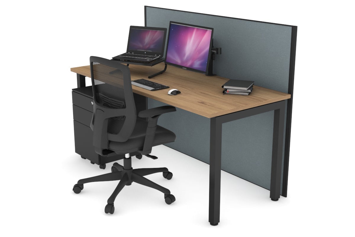 Horizon Quadro Square Leg Office Desk [1200L x 700W] Jasonl black leg salvage oak cool grey (1200H x 1200W)