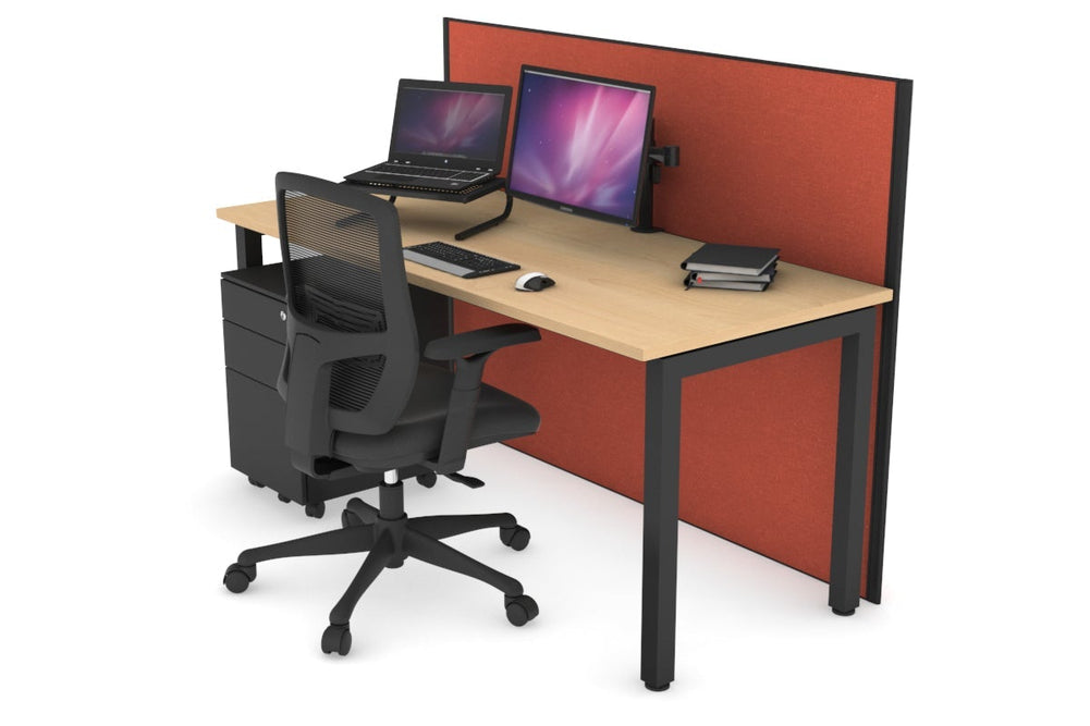 Horizon Quadro Square Legs Office Desk [1200L x 700W]-black leg maple orange squash (1200H x 1200W)