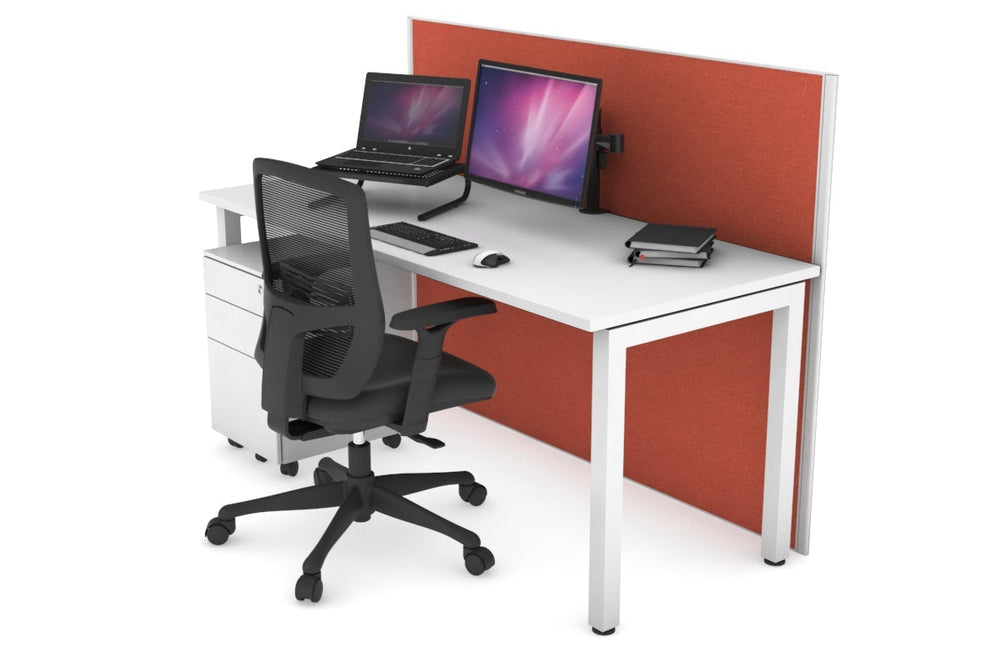 Horizon Quadro Square Legs Office Desk [1200L x 700W]-white leg white orange squash (1200H x 1200W)