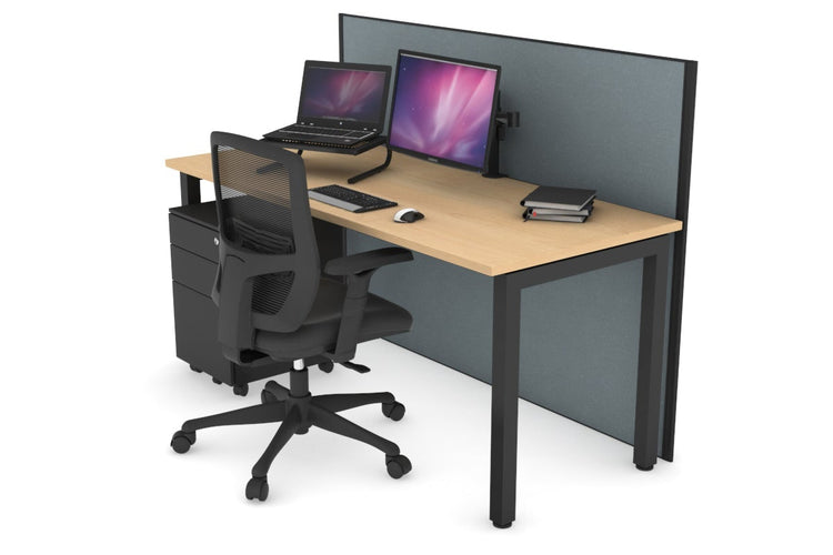 Horizon Quadro Square Leg Office Desk [1200L x 700W] Jasonl black leg maple cool grey (1200H x 1200W)