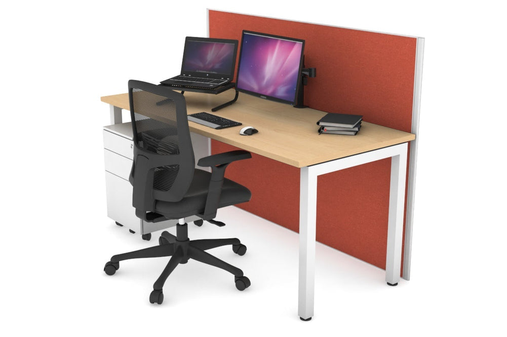 Horizon Quadro Square Legs Office Desk [1200L x 700W]-white leg maple orange squash (1200H x 1200W)