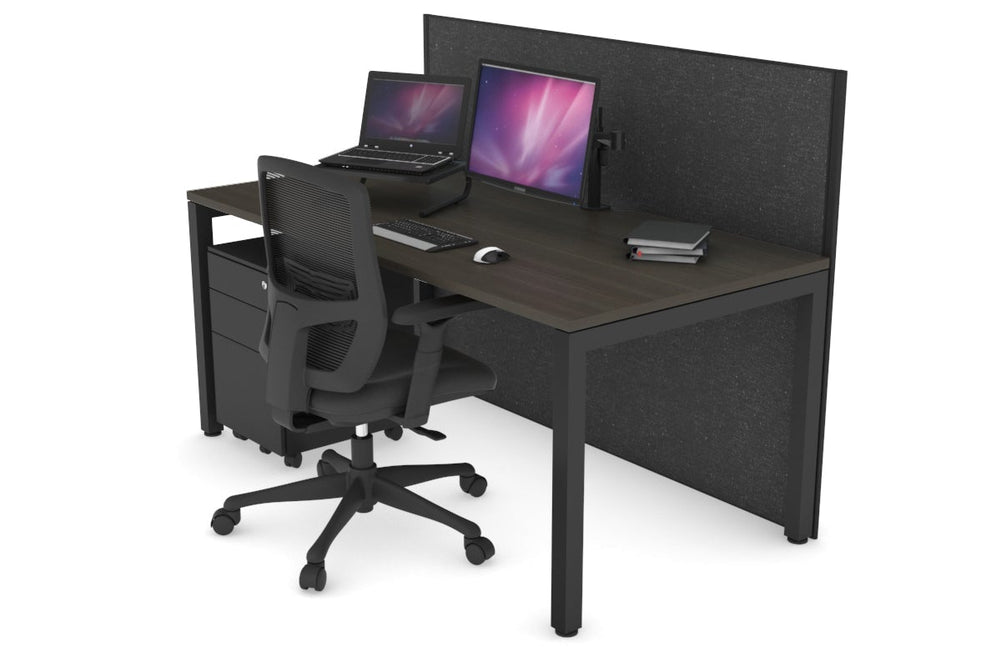 Horizon Quadro Square Legs Office Desk [1200L x 800W with Cable Scallop]-black leg dark oak moody charcoal (1200H x 1200W)