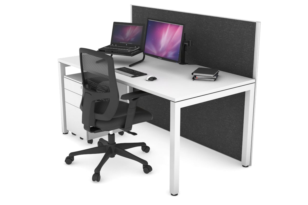 Horizon Quadro Square Leg Office Desk [1200L x 800W with Cable Scallop] Jasonl white leg white moody charcoal (1200H x 1200W)