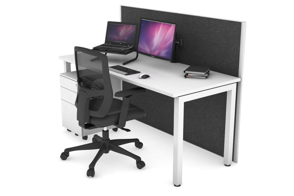 Horizon Quadro Square Legs Office Desk [1400L x 700W]-white leg white moody charcoal (1200H x 1400W)