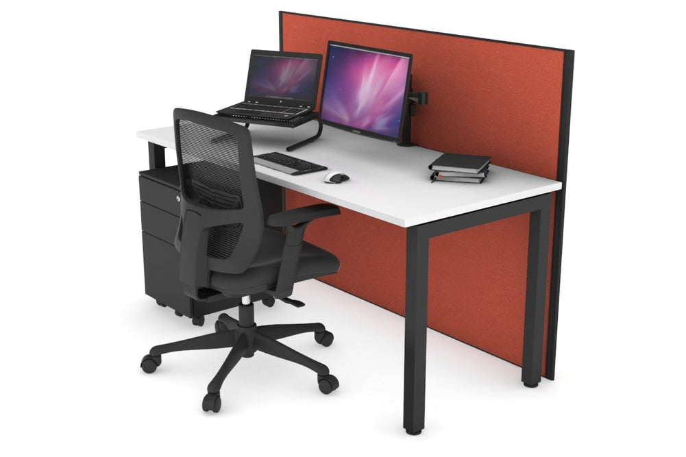 Horizon Quadro Square Legs Office Desk [1400L x 700W]-black leg white orange squash (1200H x 1400W)