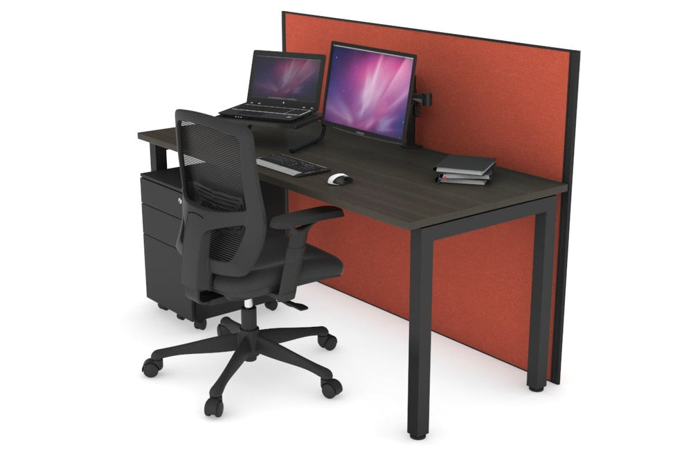 Horizon Quadro Square Legs Office Desk [1400L x 700W]-black leg dark oak orange squash (1200H x 1400W)