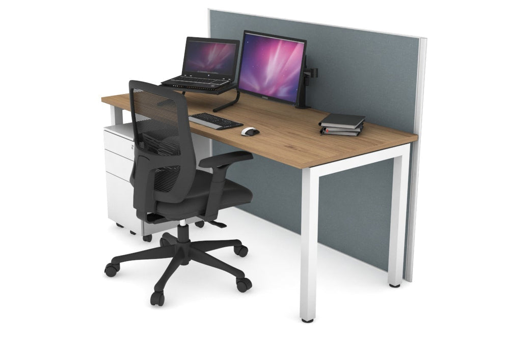 Horizon Quadro Square Legs Office Desk [1400L x 700W]-white leg salvage oak cool grey (1200H x 1400W)