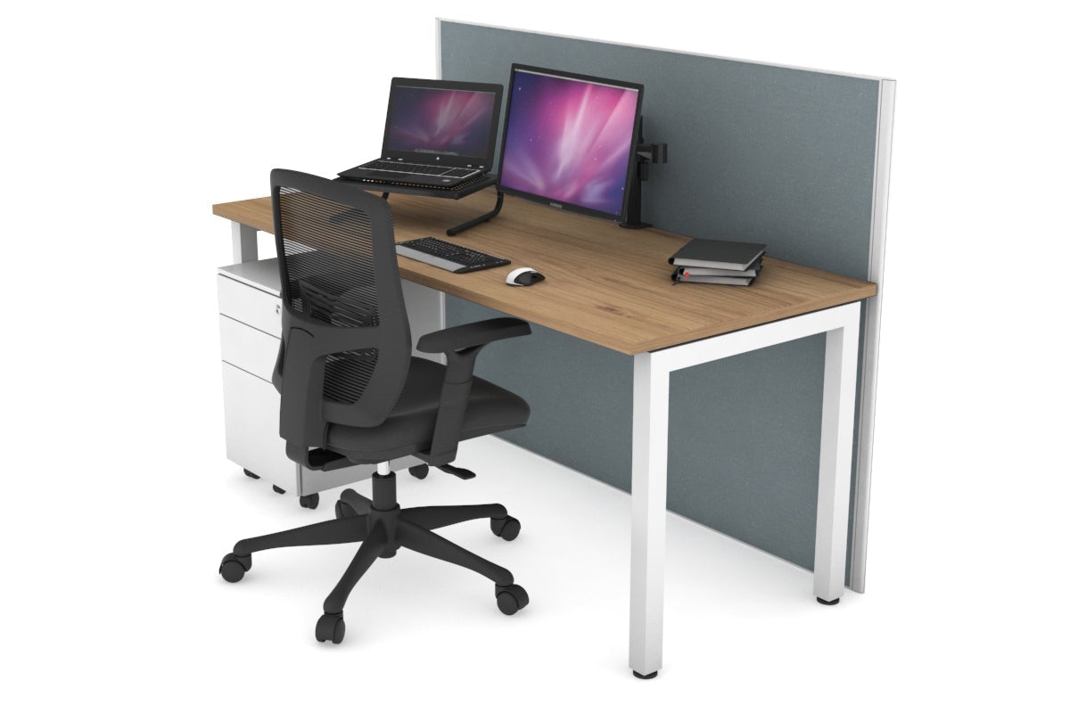 Horizon Quadro Square Leg Office Desk [1400L x 700W] Jasonl white leg salvage oak cool grey (1200H x 1400W)