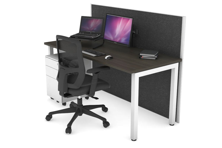 Horizon Quadro Square Leg Office Desk [1400L x 700W] Jasonl white leg dark oak moody charcoal (1200H x 1400W)